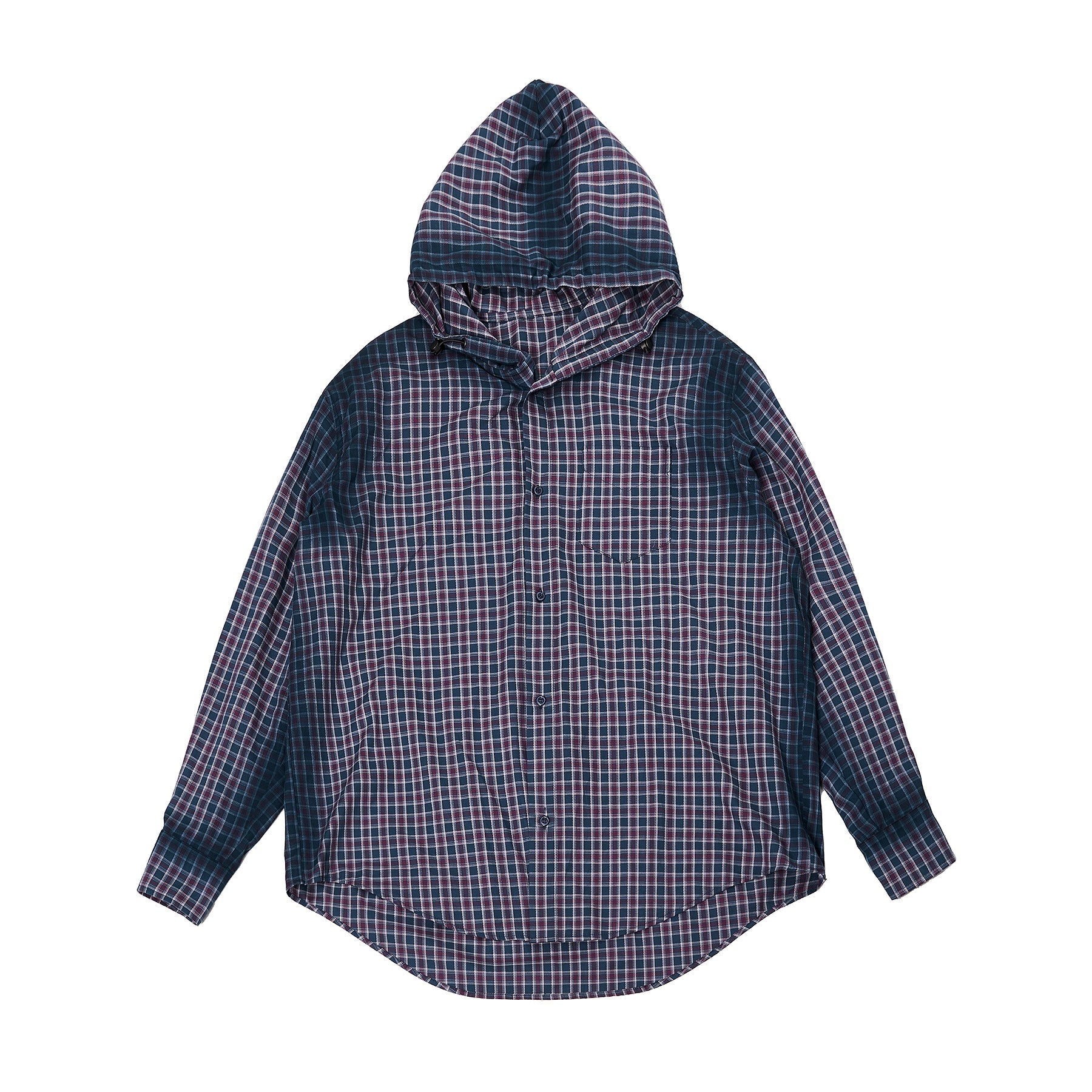 JHYQ Gradation Plaid Hooded Long Sleeved Shirt