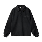 JHYQ Beaded Hem Polo-Collared Cropped Sweatshirt