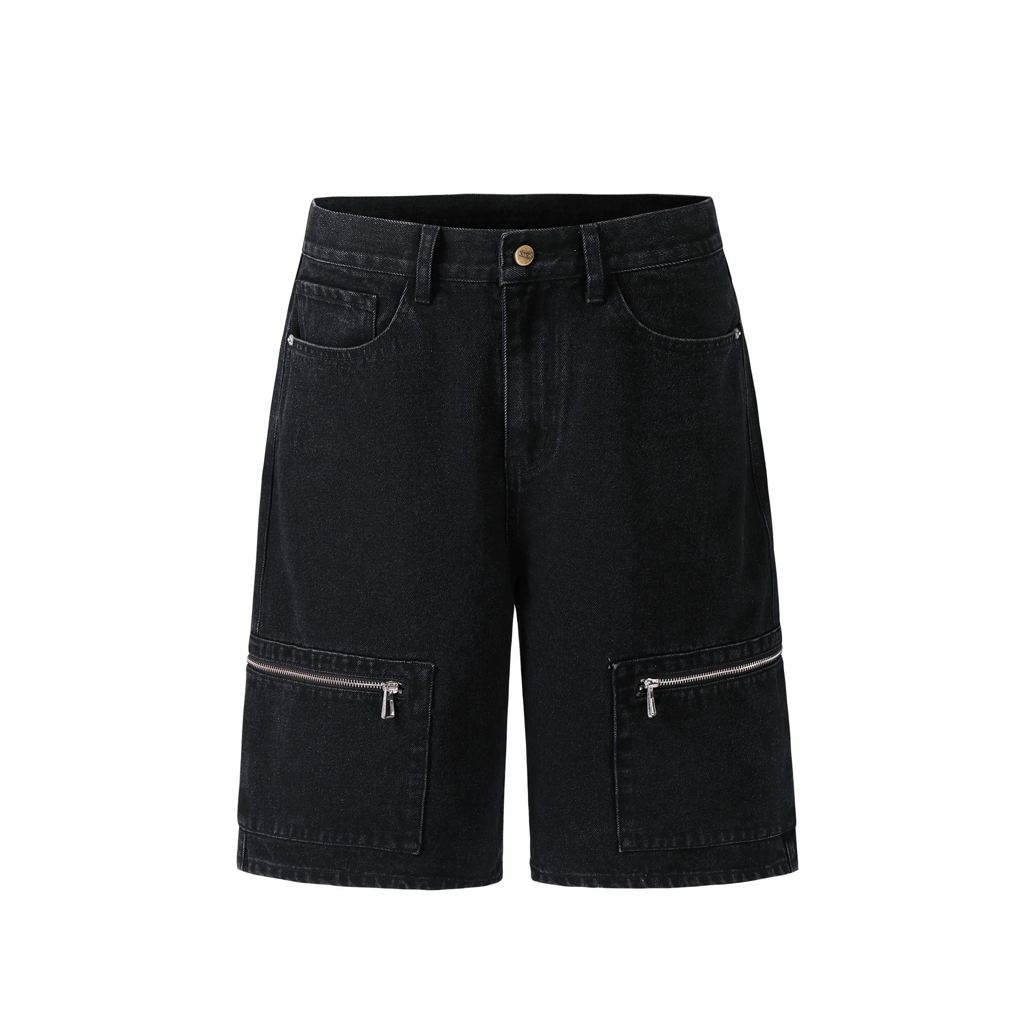 NOVACAM Washed Denim Zip Pocket Work Baggy Shorts