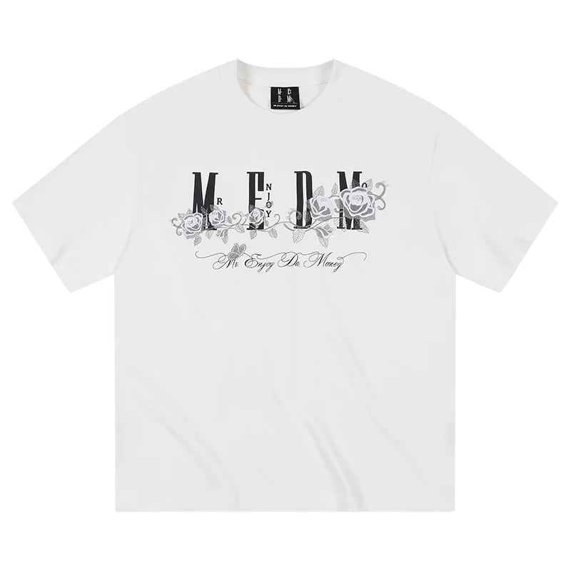 MEDM Beaded Rose Embroidery Logo Tee