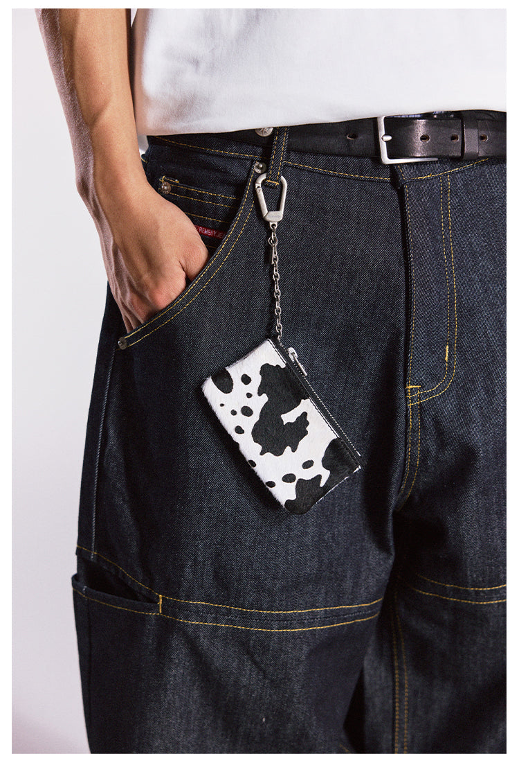 Remedy Metal Studded Keychain Coin Card Zipper Leather Wallet