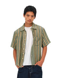 EVILKNIGHT(EK) Striped Plaid Reversible Short Sleeve Shirt