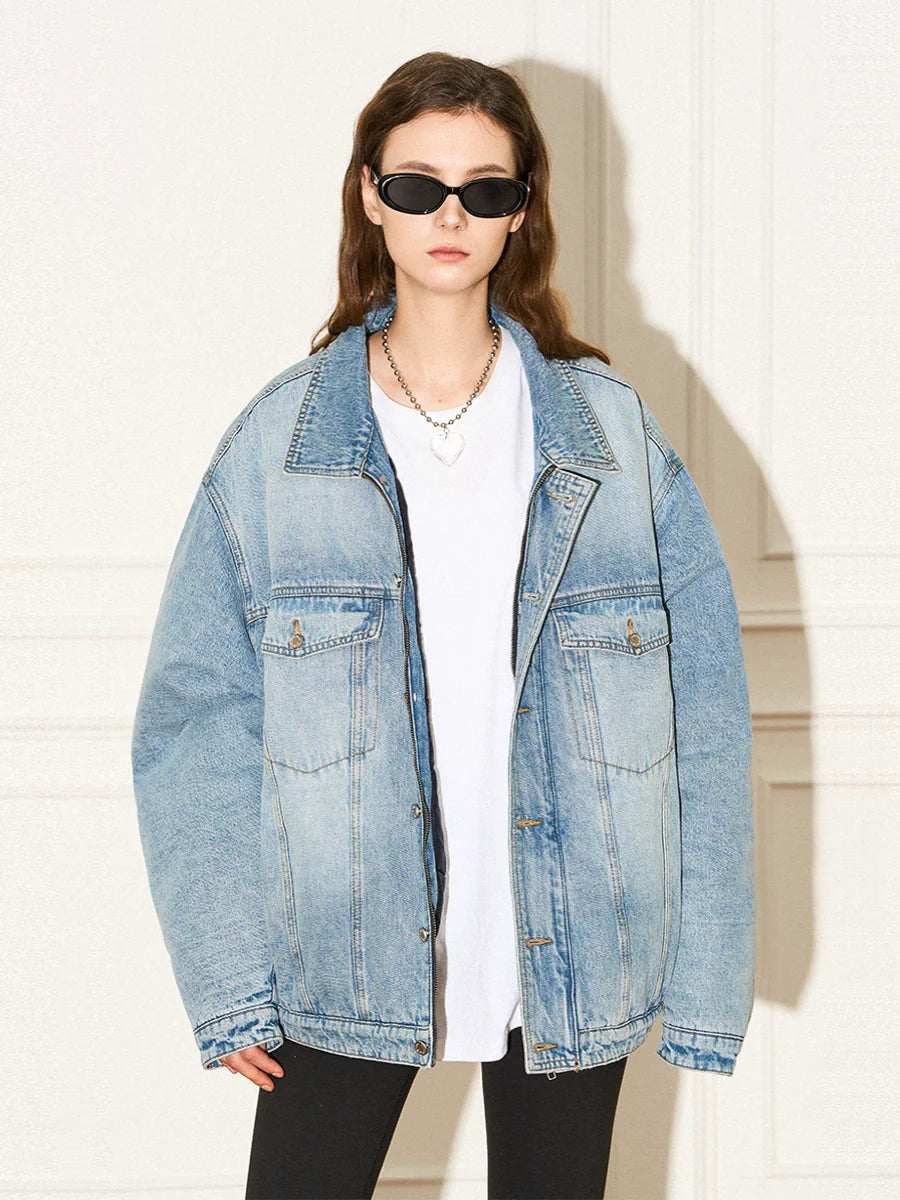 EMPTY REFERENCE Embossed Logo Denim Jacket