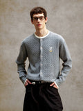 YADcrew Cable Knit Crew Neck Cardigan