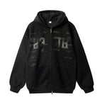 JHYQ Letter Printed Double Zip Hoodie