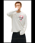 NOVACAM Question Mark Print Long Sleeve Tee