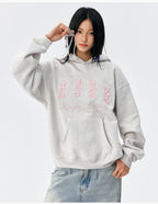 MEDM M Buckled Drawstring Pearl Logo Embroidered Hoodie
