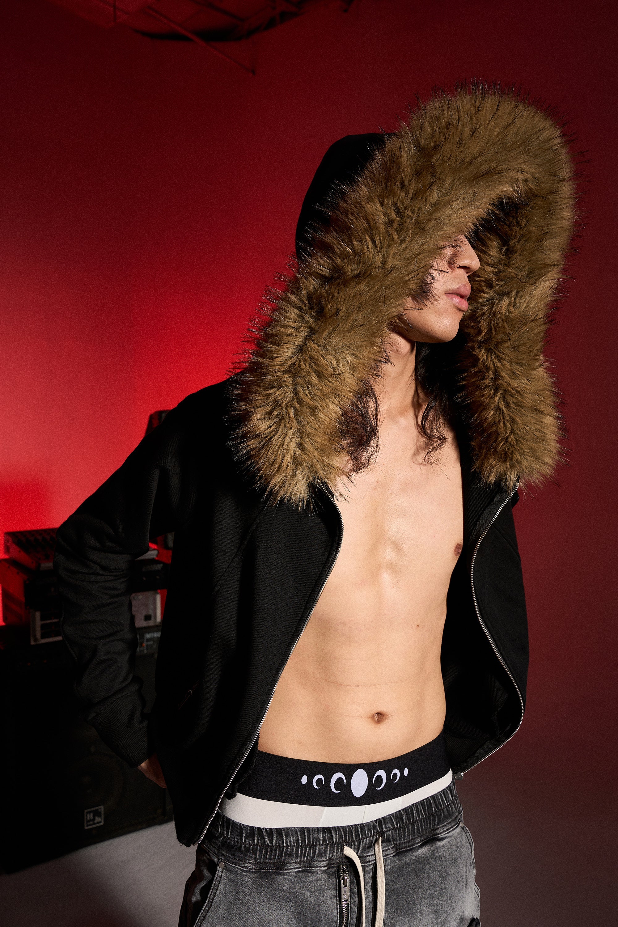 KARMANISTIC Fur Collar Hooded Jacket