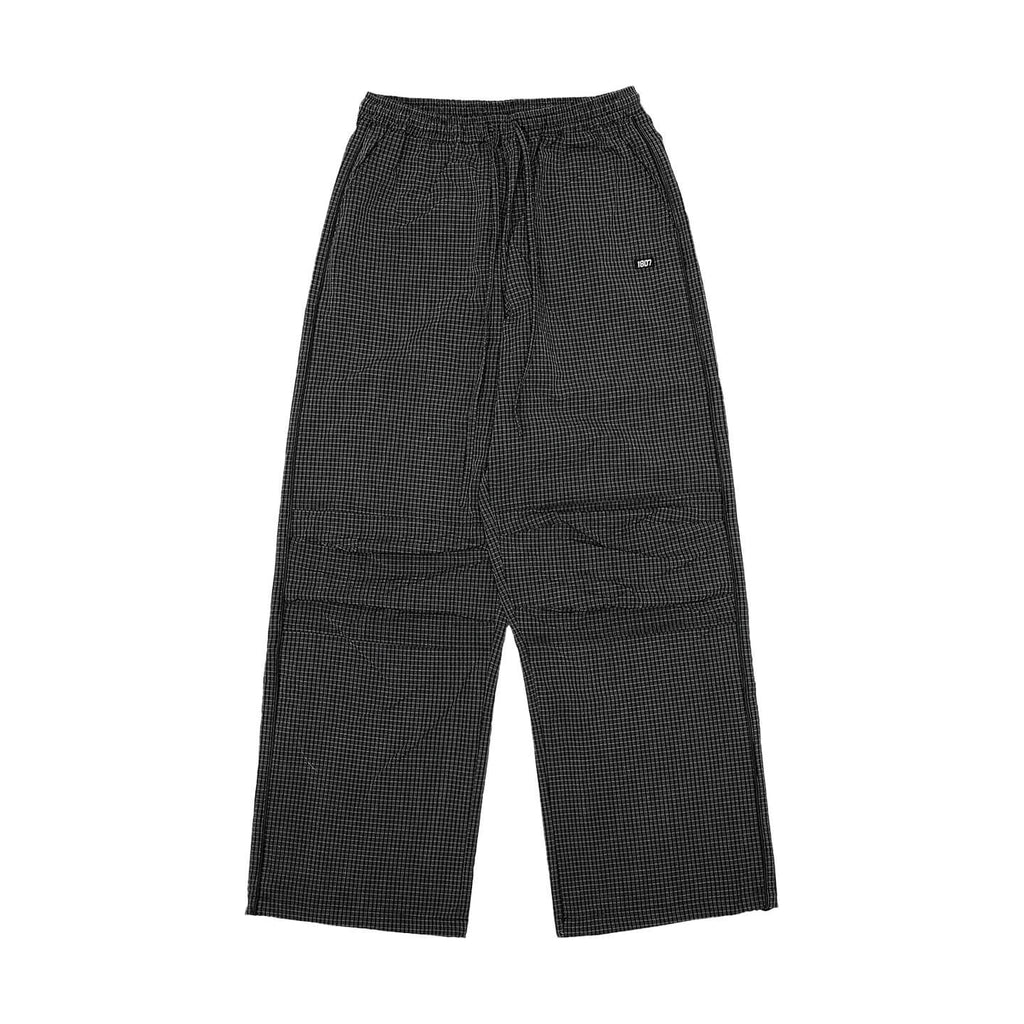 1807 Textured Plaid Wide Track Pants
