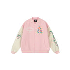 Achock Colorful Flower Logo Embroidery Varsity Jacket