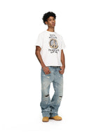 ANTIDOTE Washed Ripped Holes Light Blue Flared Jeans