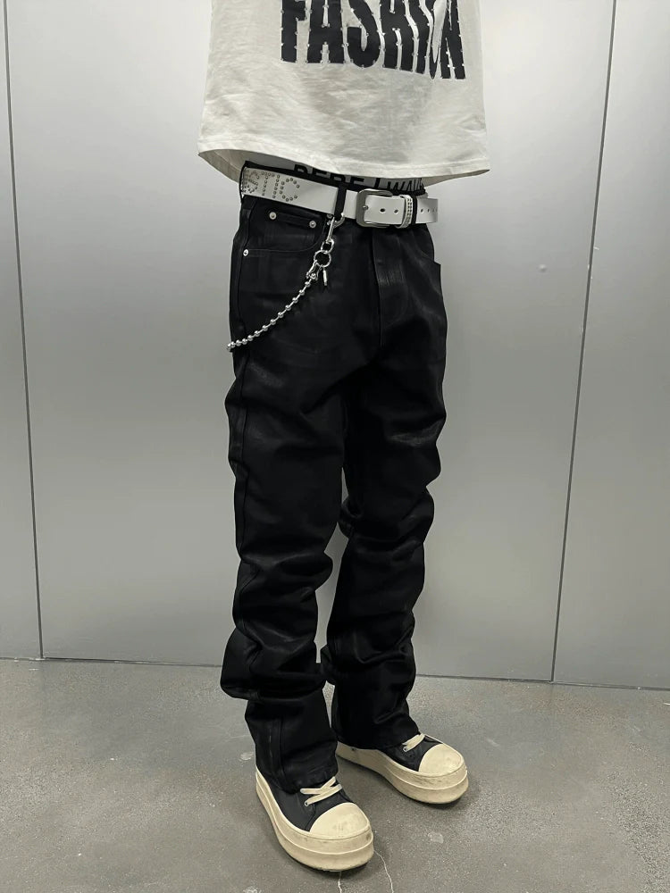 KARMANISTIC Waxed Black Jeans