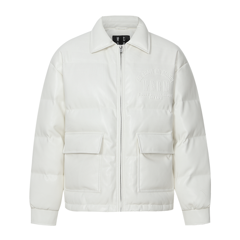 MEDM Embossed LOGO Leather Down Jacket