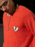 STEEPC Wool Blend Heart Patch Knit Sweater