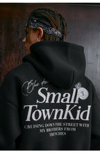 Small Town Kid Badge Logo Print Zip Up Hoodie
