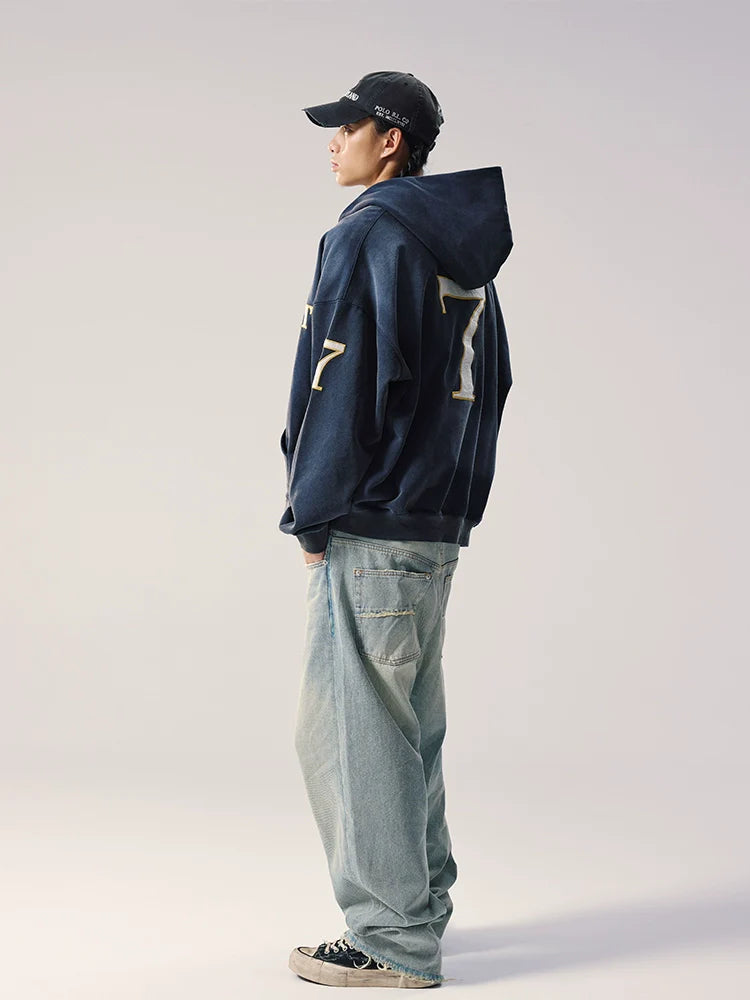 Remedy Washed Patch Embroidered Zip Up Hoodie