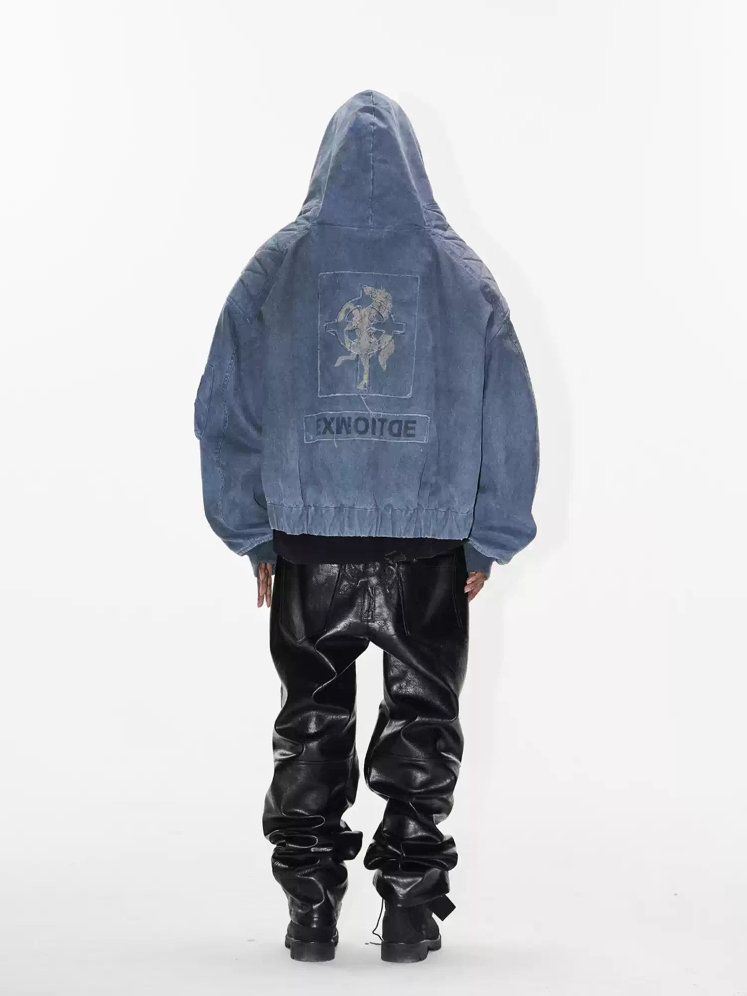 BLIND NO PLAN Washed Distressed MA-1 Work Jacket