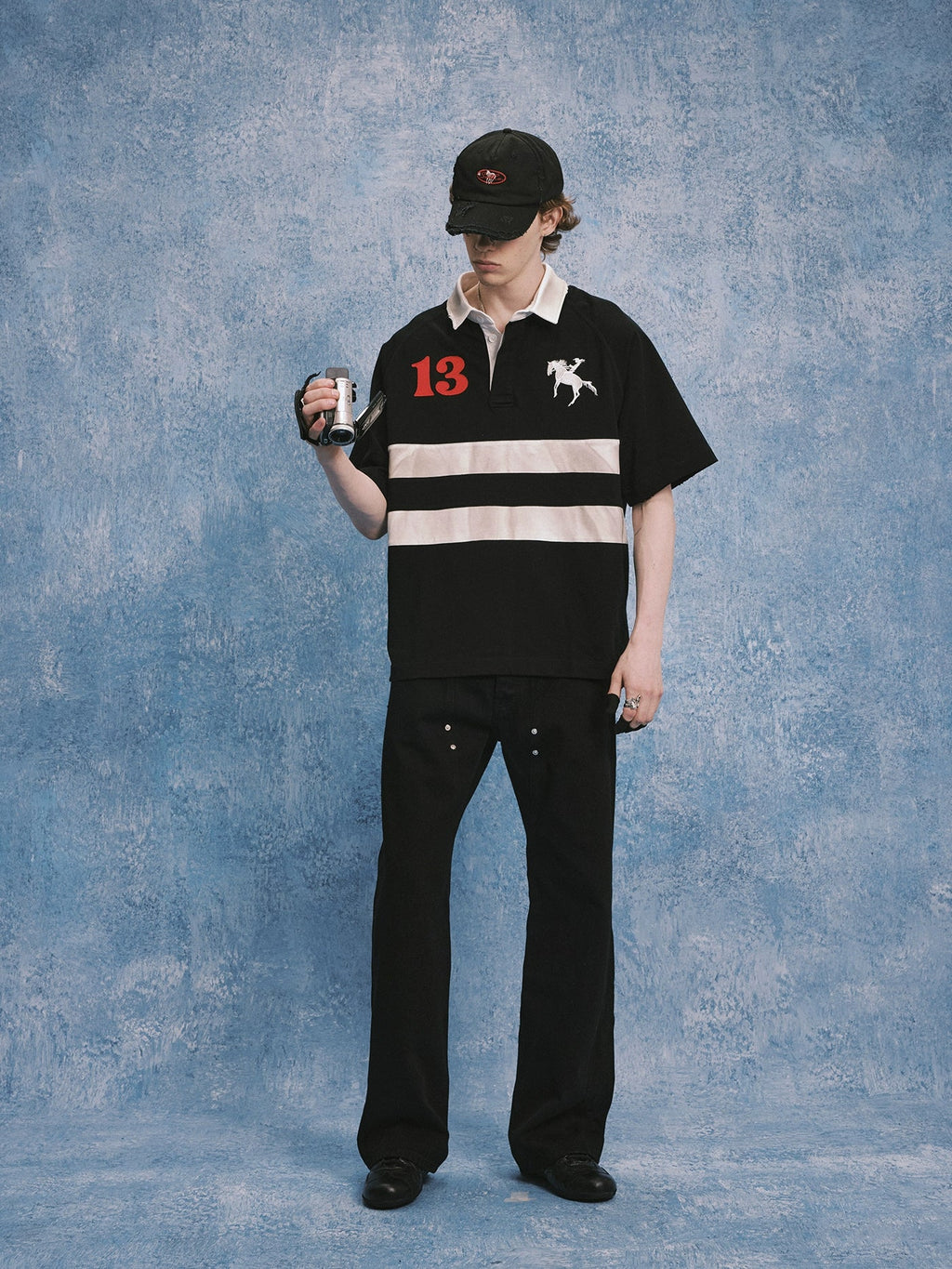 SOD Co. Patchwork Distressed Rugby Polo