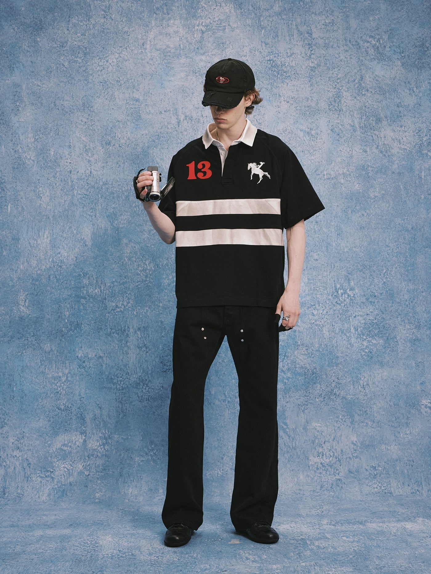 SOD Co. Patchwork Distressed Rugby Polo