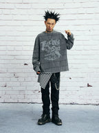 VENTUREK Washed Deconstructed Patchwork Long Sleeve Tee