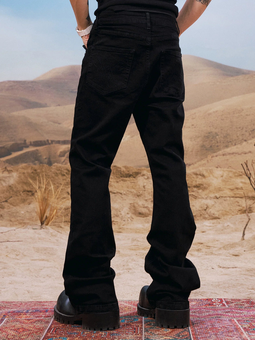YADcrew Basic Stretch Rivet Flared Jeans