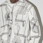 EMPTY REFERENCE Sketch Plaid Floral Print Long Sleeved Shirt
