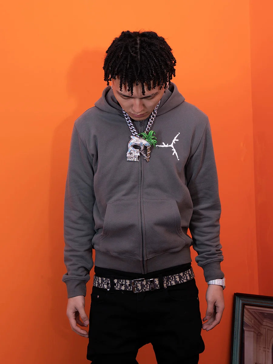 TGFCLUB 223 Embroidered Removable Zip Panel Hoodie