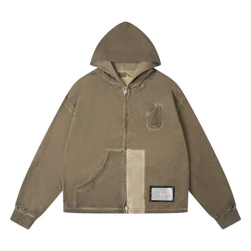 Labt Distressed Zip Up Hoodie