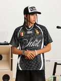 Small Town Kid Twisted Plaid Patchwork Polo Jersey