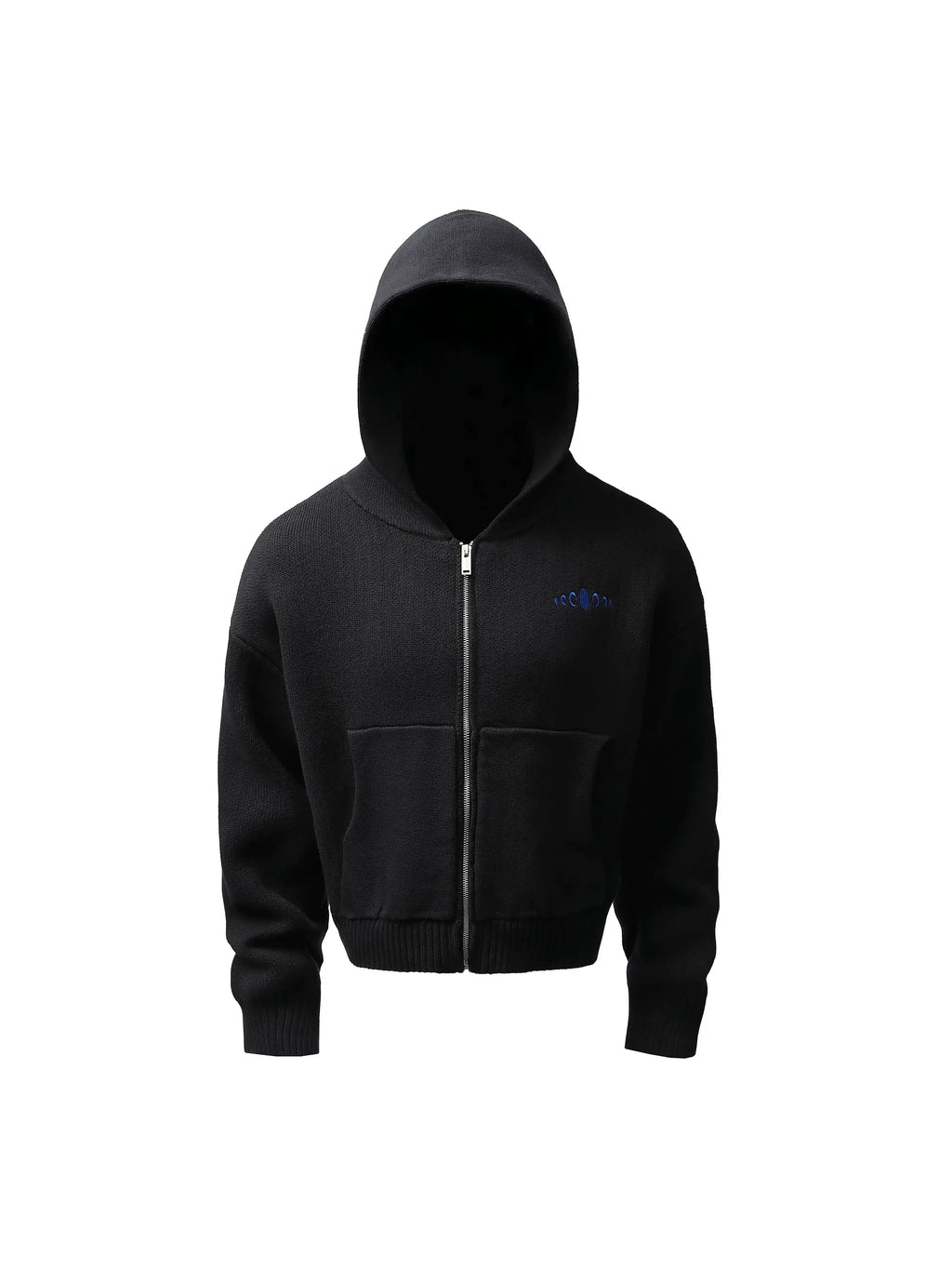 KARMANISTIC Embroidered Zip Up Knit Hoodie