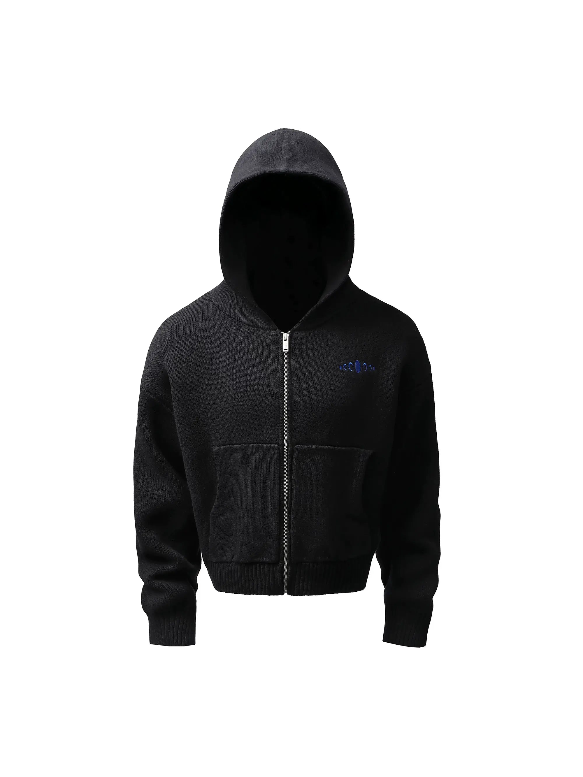 KARMANISTIC Embroidered Zip Up Knit Hoodie