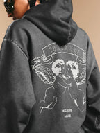 1807 Angel Printed Washed Ash Hoodie