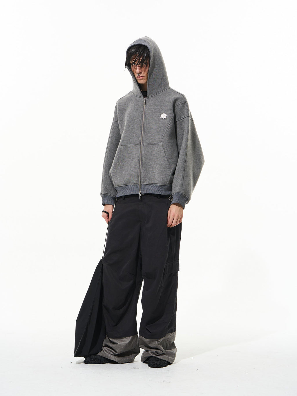 BLIND NO PLAN 3D Reconstructed Inverted Sleeves Zip-Up Hoodie
