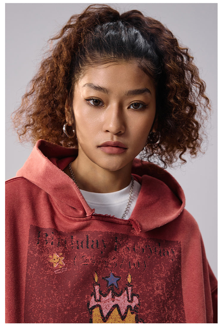 Remedy Washed Distressed Print Hoodie