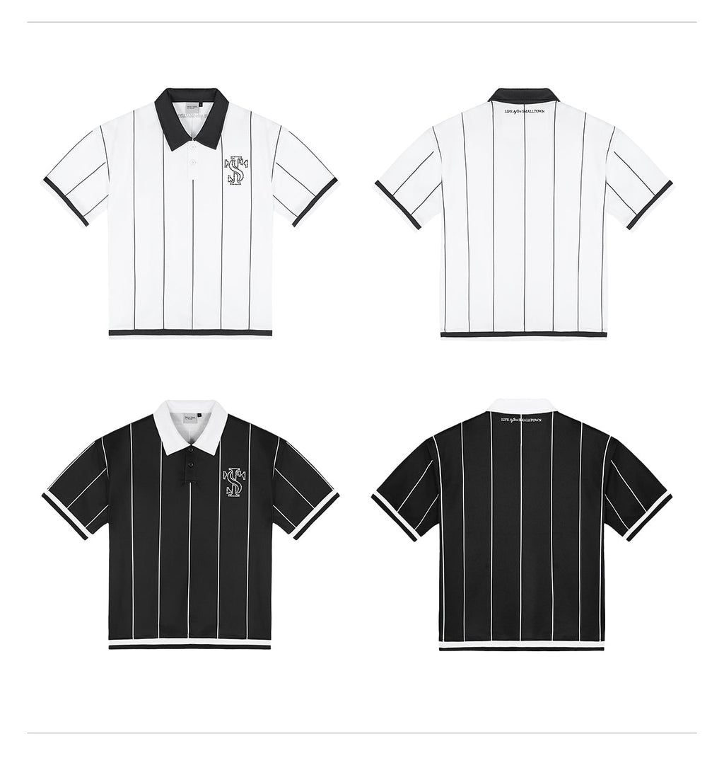 Small Town Kid Pearl Logo Striped Polo Jersey