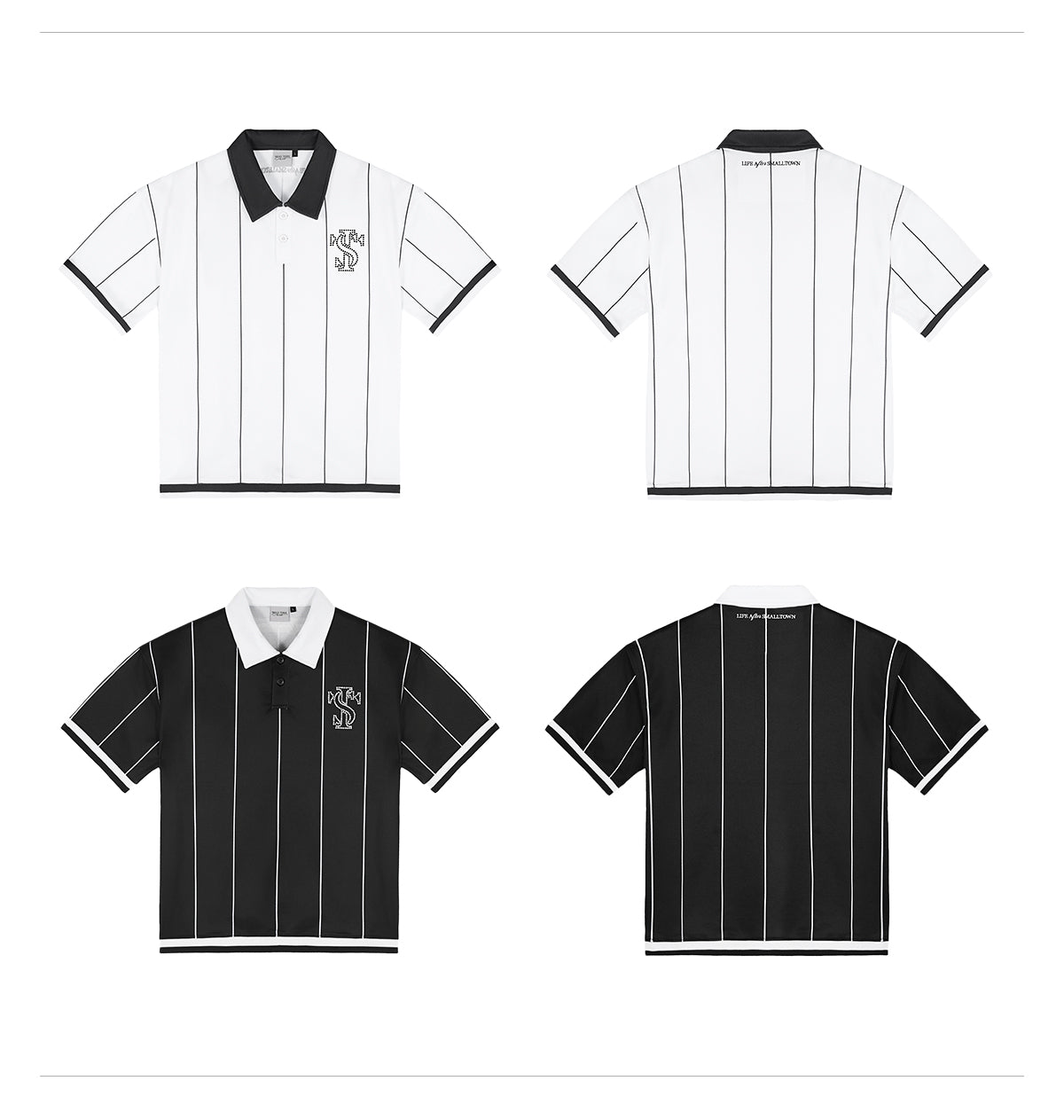 Small Town Kid Pearl Logo Striped Polo Jersey