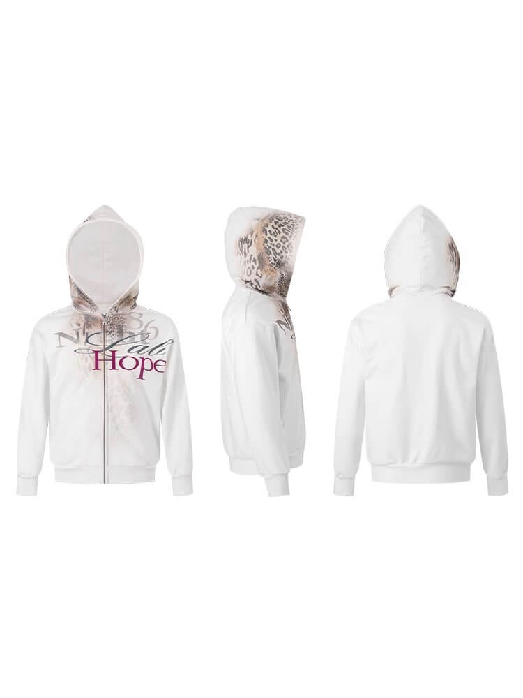Night Lab Leopard Gradient Print Zip Up Hoodie