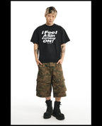 NOVACAM Vintage Letter Washed Black Stitch Tee