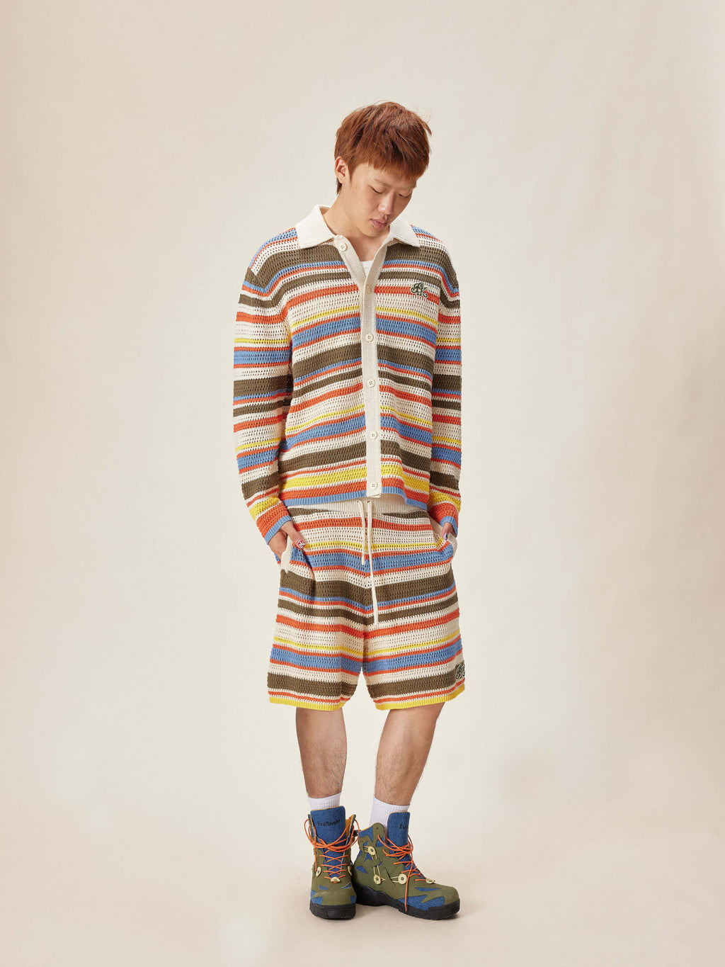 EVILKNIGHT(EK) Multicolor Striped Knit Cardigan