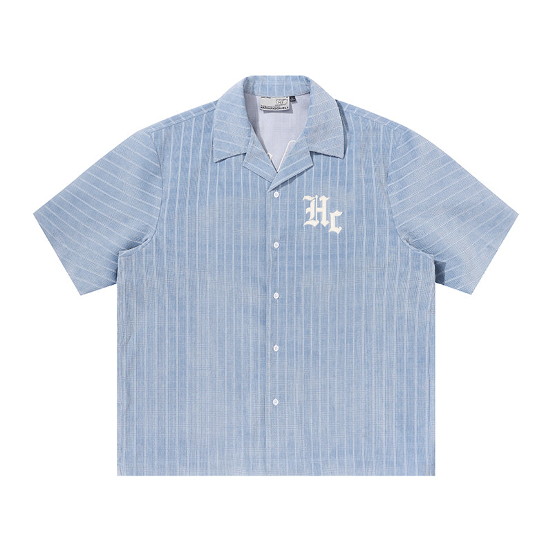 Harsh and Cruel Gothic Word Embroidered Cuban Shirt