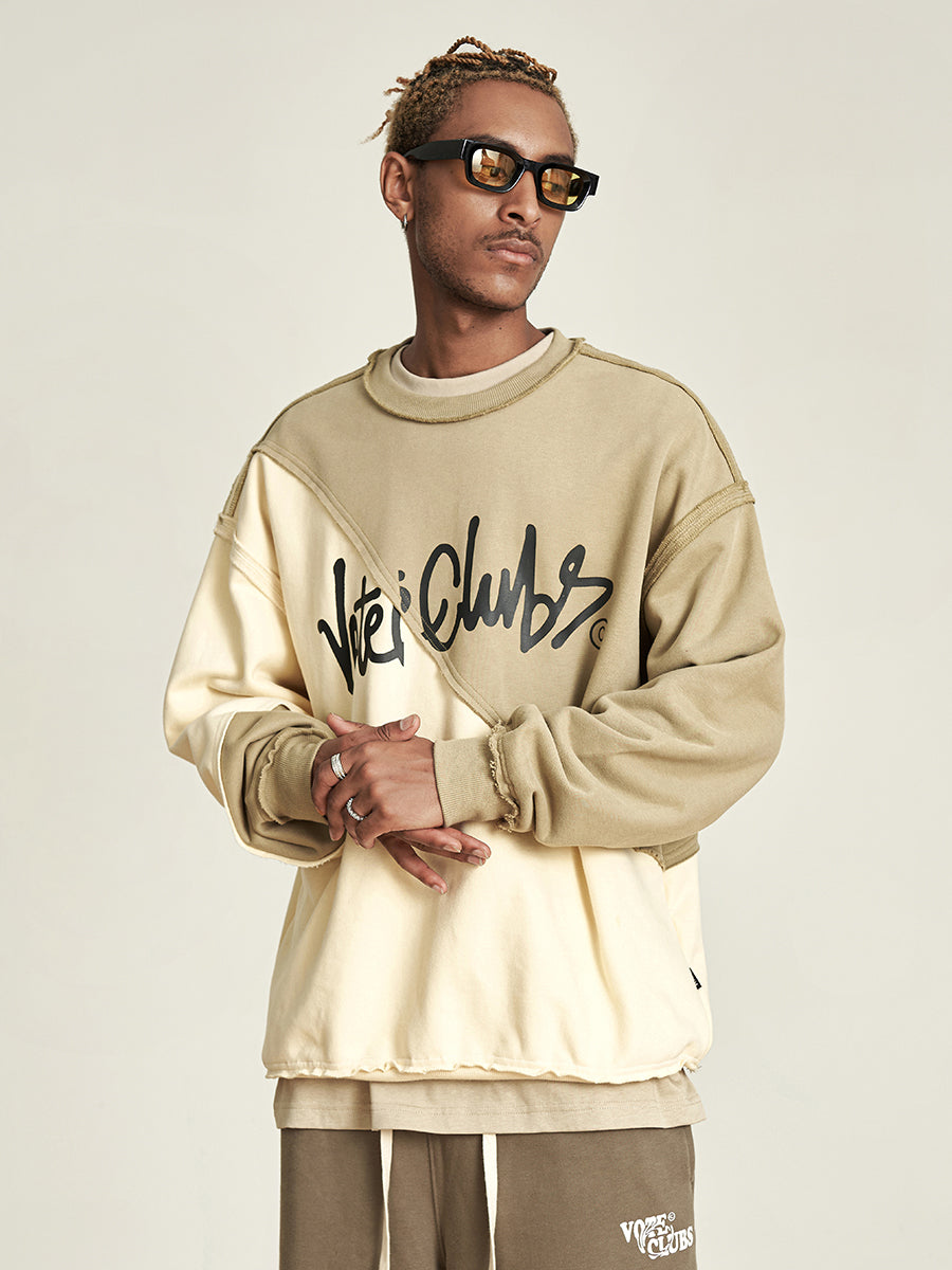 VOTE Spliced Raw Edge Sweatshirt