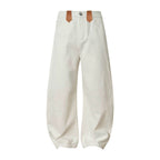 YADcrew Embossed Knee Leather Belt Loop Jeans