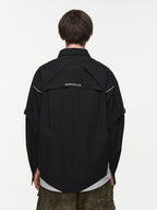 BLIND NO PLAN Detachable Textured Contrast Patchwork Shirt