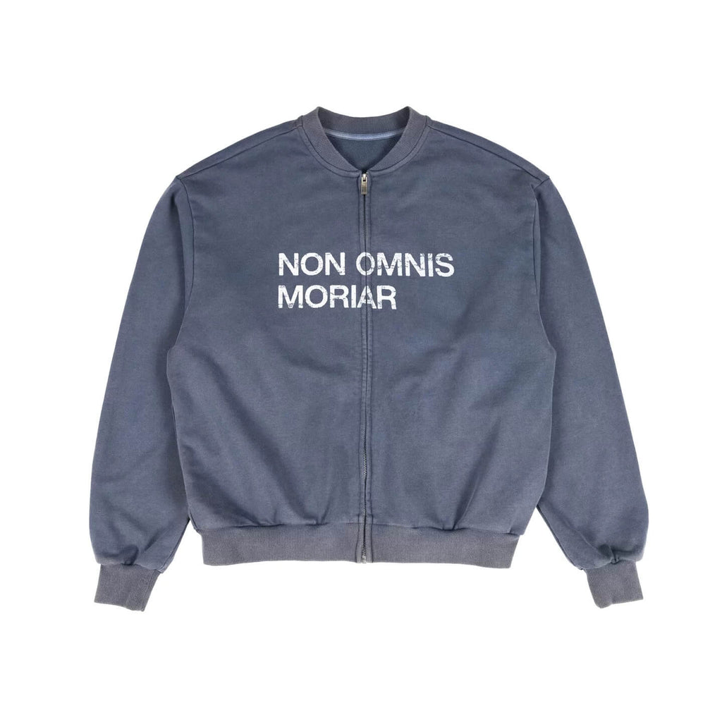 UNDERWATER Washed Distressed Vintage Print Zip Up Sweatshirt