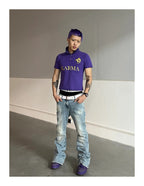 KARMANISTIC Embroidered and Printed Short Polo Shirt