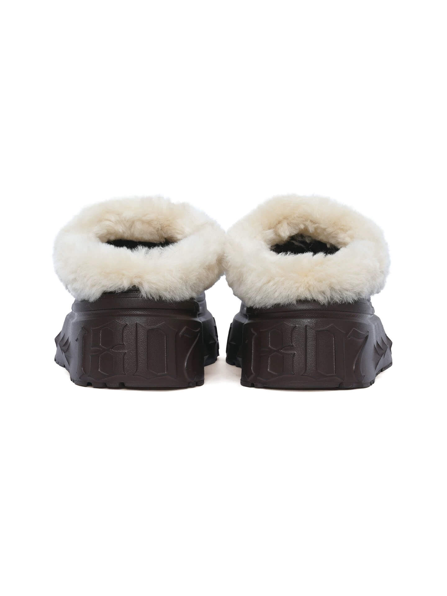 1807 INF-010 Gothic Brown Shearling Chunky Platform Clogs