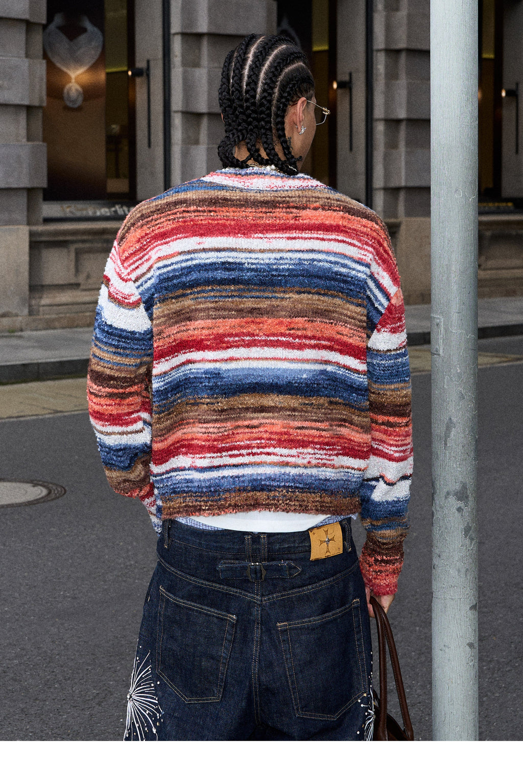 STEEPC Multicolor Gradient Heart Patch Knit Cardigan