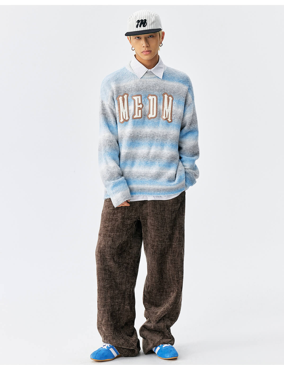 MEDM Logo Patch Rainbow Gradient Knit Sweater