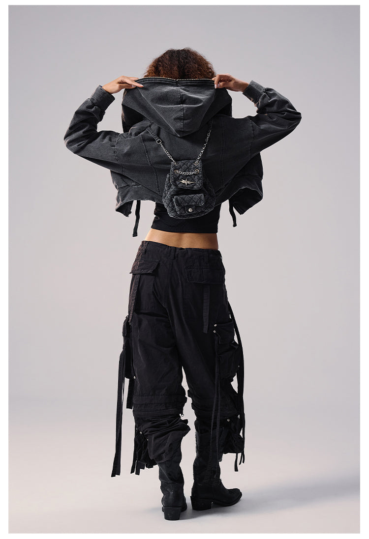 Remedy Backpack Design Washed Denim Short Jacket