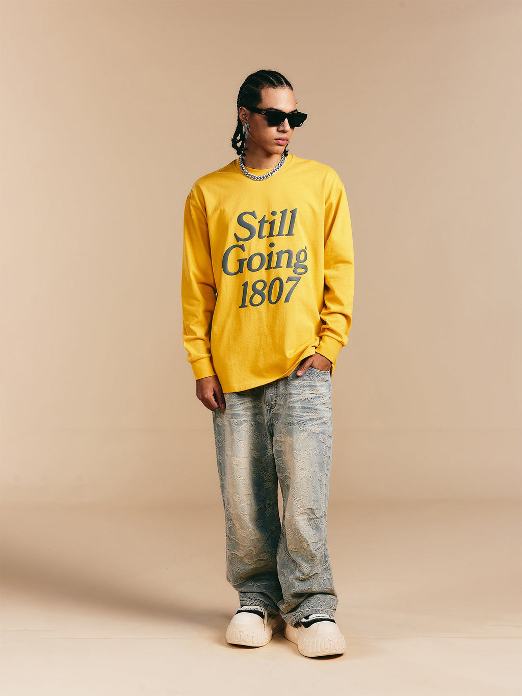 1807 Still Going Foam Print Long Sleeve Tee